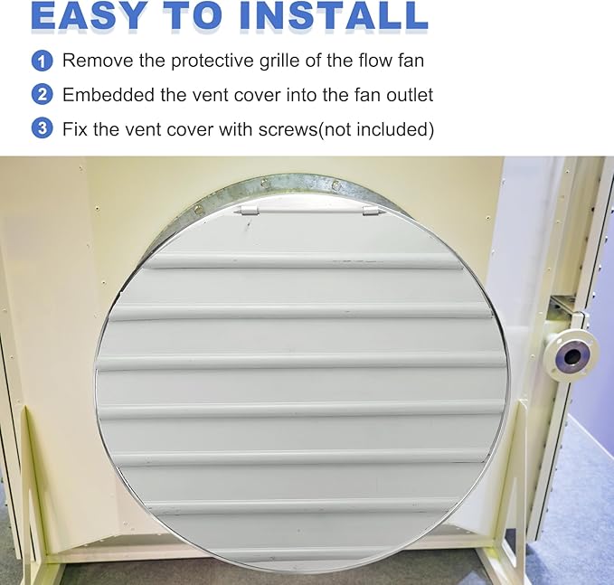 PATIKIL 12 Inch Aluminum Vent Cover Louver Shutter Exhaust Fan Louvered Vent Automatic Gravity Round Grill Self-Closing Vent Cover for Greenhouse Industrial Exhaust HVAC System White
