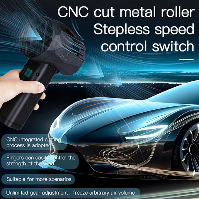 Pro X64 Car Violent Blower 750W Je t Mini Turbo Fan 1500g Thrust 350km / h Wind Speed 64mm Violent Turbo Fan with SOS Light 16000Mah Cordless Leaf Blower for Lawn Snow Blower