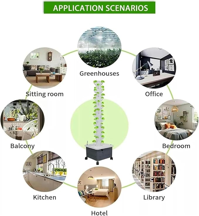 AMNOOL 45 Holes Hydroponics Growing System Indoor Grow System Vertical Grow Tower Soilless Cultivation Growing System for Herbs Fruits and Vegetables