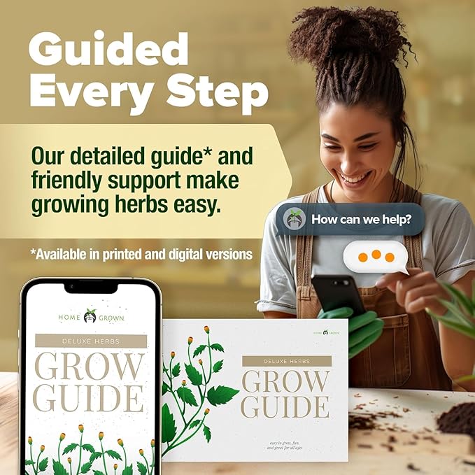 HOME GROWN Gift Herb Kit – 8 Herb Seeds Set with Basil Cilantro Mint &amp More Complete Indoor Grow Kit for Kitchen Gardening Gifts for Women &amp Men Ideal for Cooking &amp Home Décor