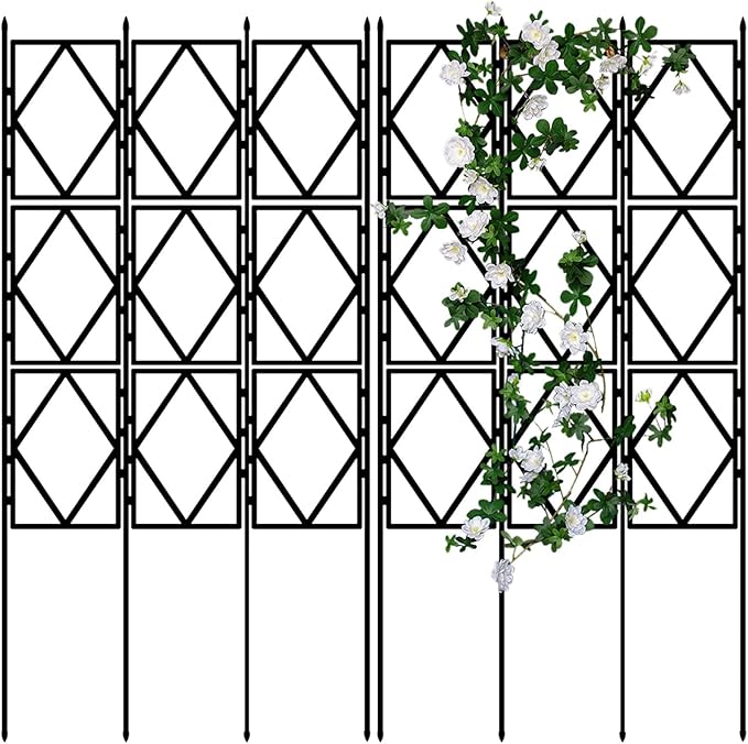 Plant Trellis for Climbing Roses Outdoor Foldable Plant Support Trellis for Easy Storage Patio Decorative Garden Trellis Vines Climbing Frame Black(W60xH120CM(2.0x3.9FT))