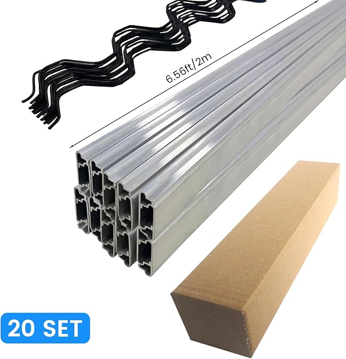 6.6ft Greenhouse Lock Channel and Spring Wire PVC Coated Wiggle Wire &amp Aluminum Alloy u-Channel Greenhouse Frame Kit for Greenhouse Plastic Cover or Sunshade Fabric Accessories Installation 20