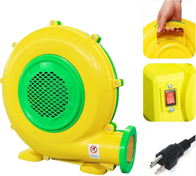 Inflatable Bounce House Blower QILEBA 1100Watt/1.5HP Powerful Air Blower for Large Inflatables Portable Bubble House Blower Fan Pump for Spray Booth Bouncy Castle Jumper Water Slid Blower Corded