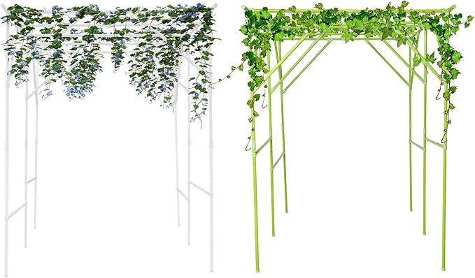 Grape Vine Trellis 6.56x4.92x6.56ft Heavy Duty Garden Trellis for Climbing Plants Large Steel Plant Support with ABS Base for Tomatoes Cucumbers Outdoor (Green+White)