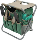 MDSTOP Folding Gardening Stool with Detachable Storage Tote Bag Gardening Tools Set Organizer for Fishing Outdoor Sports Hiking Camping Garden Gardening Gifts for Mom/Dad and Gardeners (Polyester)