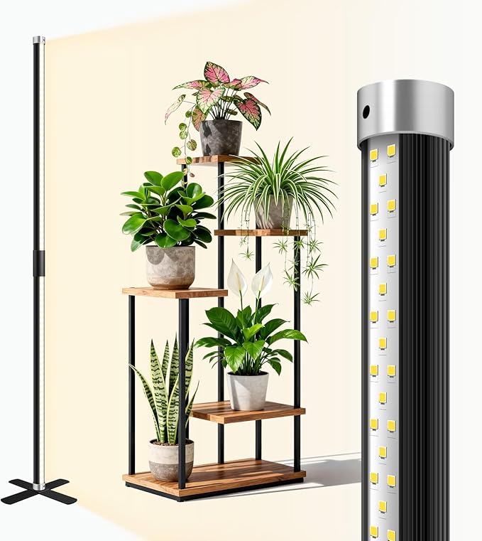 SJZX Grow Light for Indoor Plants 160 LEDs Full Spectrum Plant Light Stand with Timer 50W 150° Wide Coverage &amp High PPFD Grow Light 5ft Vertical Indoor Plant Light for Tall Plant Flower Vegetab