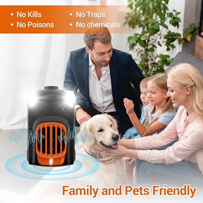 Effective Ultrasonic Rodent Repellent for underhood car Engines for House Garage Kitchen Attic 2 Pack Rodent Mice Rat Repellent Plug in Electronic Rat Pest Deterrent with 4 Strobe Lights