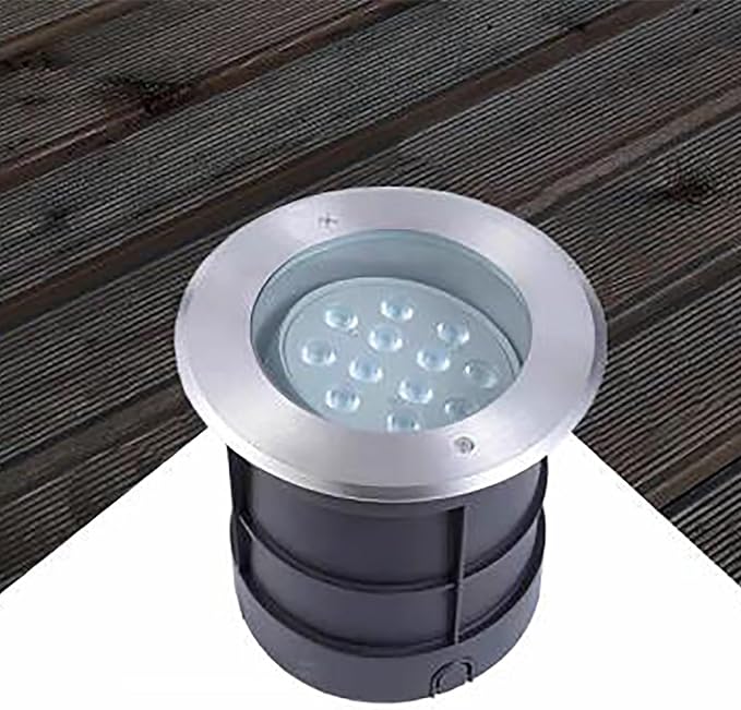 LED Buried Lights - Outdoor Landscape LightsRound Recessed 30° Polarized Ground Light IP67 Waterproof Adjustable Angle Optical Lens Spotlight Garden Floor LaRed-24W