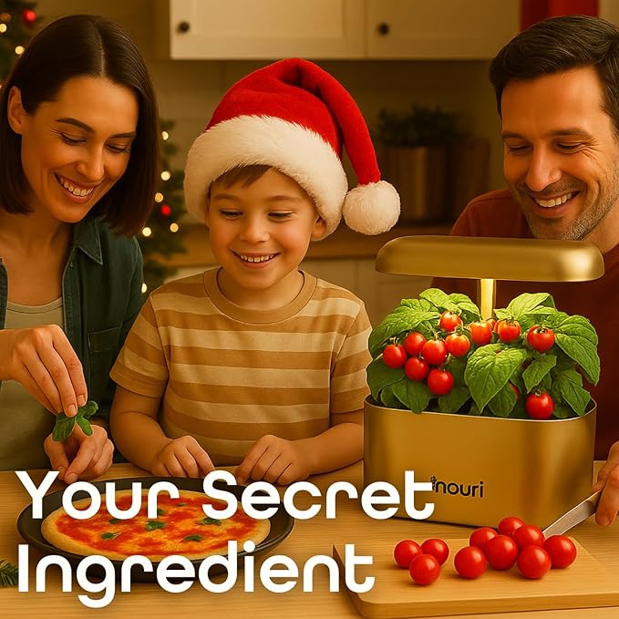 Nouri 5 Pod APP Smart Garden for Home Cooks with Heirloom Basil | Hydroponics Growing System Kit | LED Grow Lights | Indoor Gardening System | Herb Garden Planter Indoor Kit | Gifts for Women &amp Me