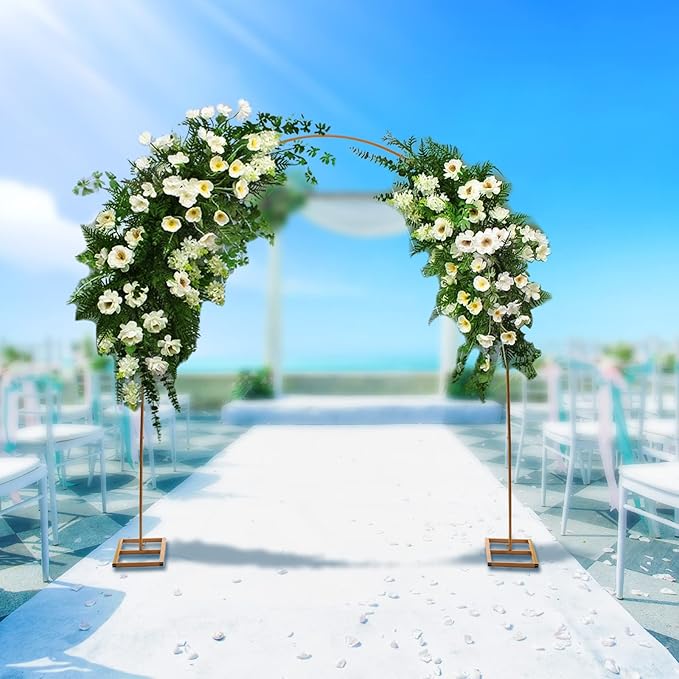 7.5ft Metal Wedding Arch Balloon Arch Stand Gold Party Decoration Arch Wedding Arch Backdrop Stand for Wedding Birthday Party Anniversary Valentine Ceremony Decorations