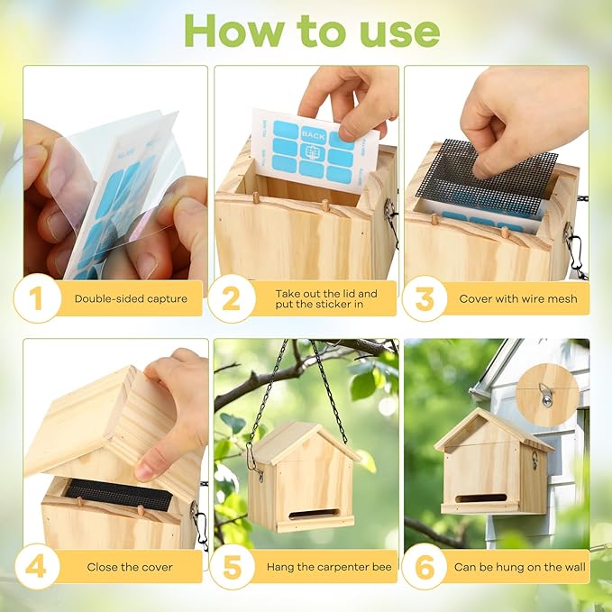 Carpenter Bee Trap for Outside - Insect Trap Refill Kit (20 Refills)