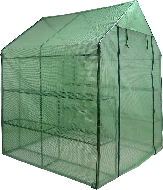 2-Tier 8-Shelf Mini Walk-in Greenhouse Portable Plant Herb Flower Gardening Hot House with PE Cover for Backyard Indoor Outdoor