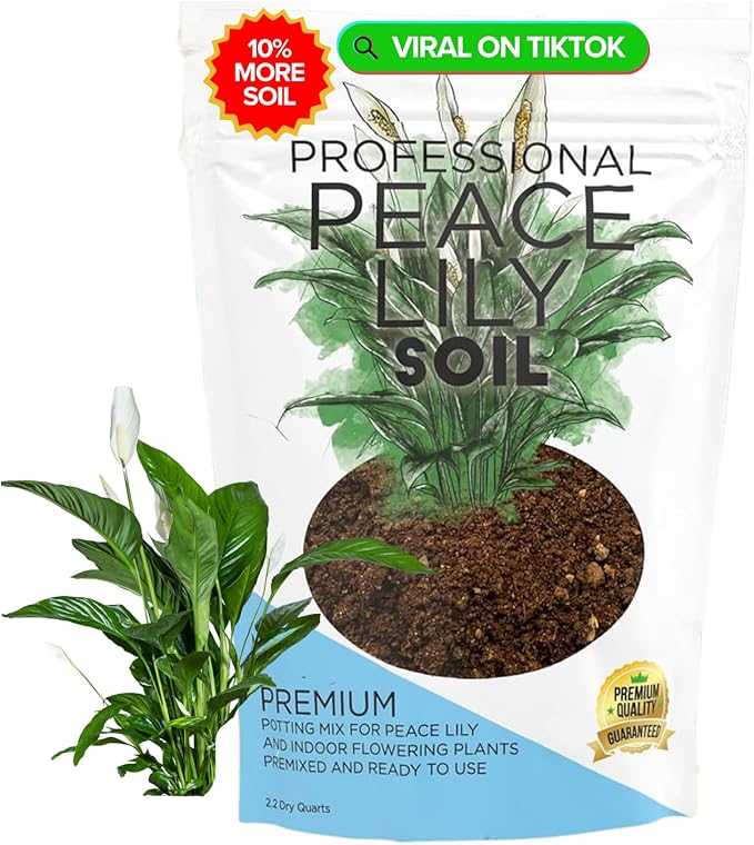 Professional Peace Lily Soil | Large 8.2 Quarts Ready to Use for Peace Lily Plants | Peat Moss Coco Coir Perlite Dolomite | Made in USA