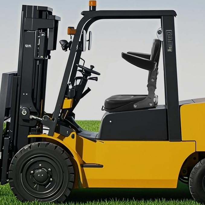 Universal Forklift Seat Garden Tractor Seat with 30°-180° Adjustable Angle Backrest&amparmrests Waterproof Lawn Mower Seat Pvc Mower Seat Fits Excavator Skid Loader Backhoe Dozer Telehandler