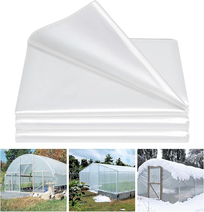 PeakPursuit 6 Mil 19.6 x 100 ft Greenhouse Plastic FilmWinter Greenhouse Plastic Sheeting for PlantsFrost/Water/Sun/Wind/Dust ResistantAnti-Aging for 2 Years