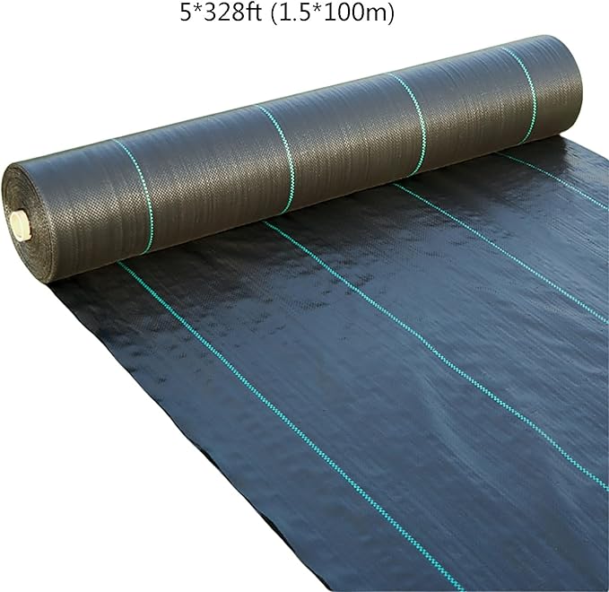 Weed Control Membrane High Density Weed Barrier Fabric Breathable Underlay Weed Control Garden Weed Matting for Patios Gravel Flower Beds Pond(1.5 * 100m)