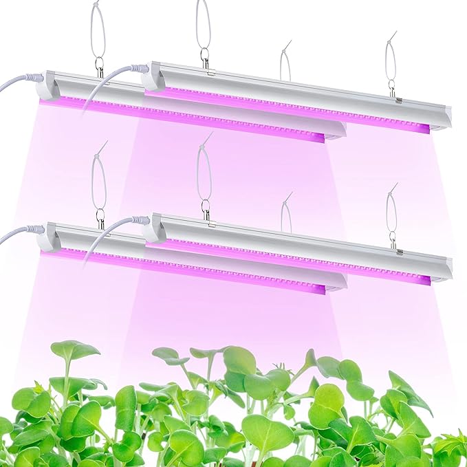 Grow Light 2ft T8100W(4 x 25W 600W Equivalent) Super Bright Full Spectrum Sunlight Plant Light LED Grow Light Strips Grow Lights for Indoor PlantsGreenhouse4-Pack
