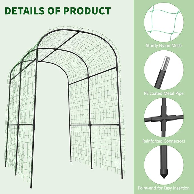 Tall Garden Arch Trellis for Climbing Plants 83in Tall Metal Plant Support Trellis Archway for Climbing Plant Vegetables Cucumber Outdoor Yard Lawn Garden Arch Tunnel Trellis