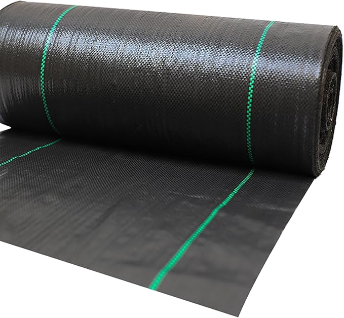 Weed Control Membrane UV Stabilised Ground Cover Membrane Trimmable Black Woven Roll Weed Barrier Perfect for Gardens Patios Flower Beds Landscaping(1 * 100m)