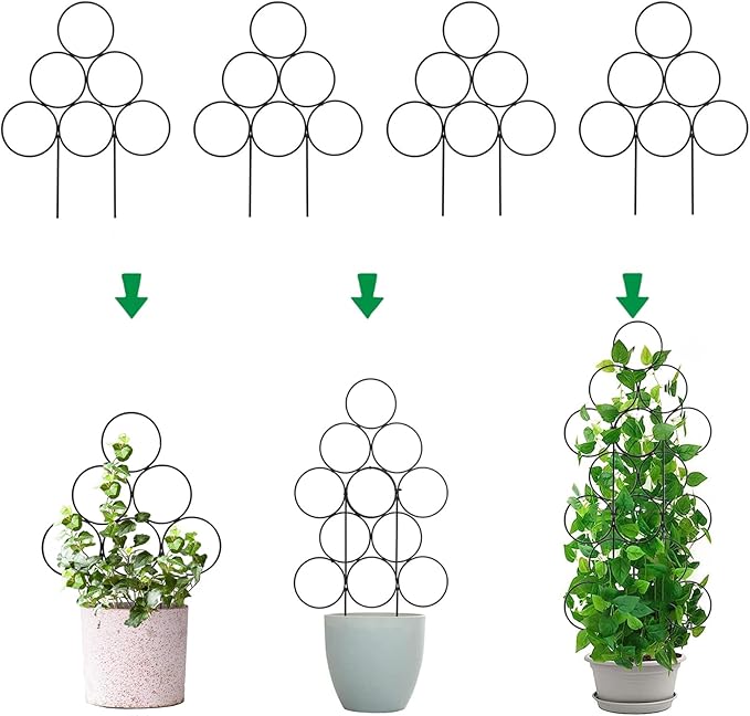 Trellis for Climbing Plants Indoor4 Pack Stackable Garden Trellis for Potted PlantFirewood Rack - Portable Metal Log Holder for Indoor Outdoor