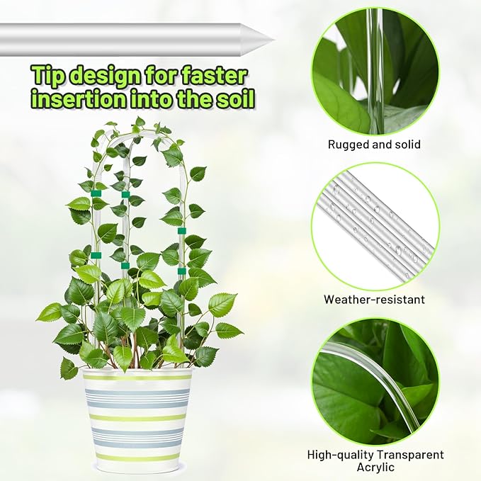6 Pack U-Shape Acrylic Plant Trellis for Indoor Climbing Plants 16 Inch Small Plant Trellis Potted Plant Climber Support for Pothos Vine Ivy Houseplant