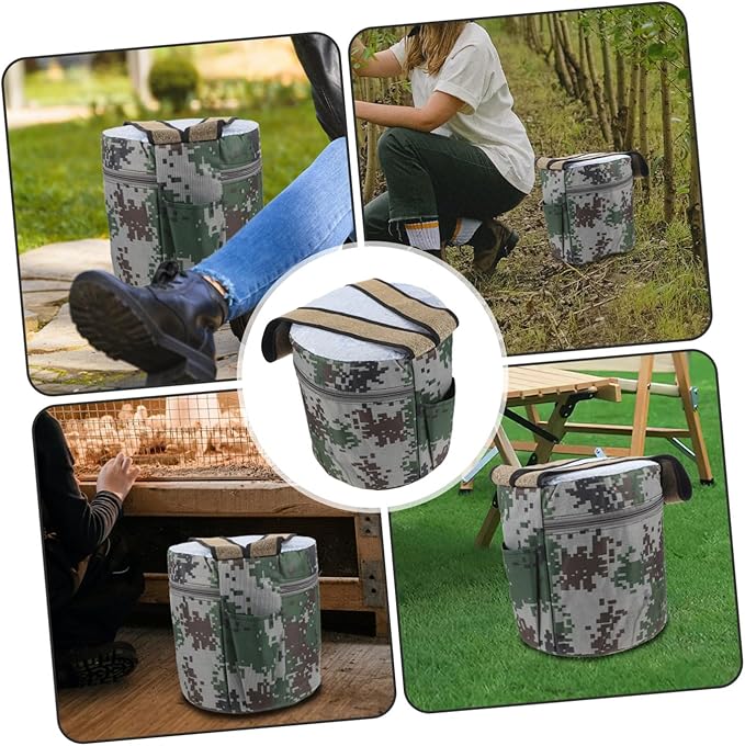 Outdoor Gardening Foam Stool with Pocket 25cm Height Lightweight Portable Weeding Seat for Seniors and Camping Use Random Style