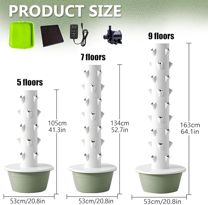 Hydroponics Growing System Kit TowerVertical PlanterIndoor Hydroponic Garden Herb Grow Kitfor Indoor Herbs Fruits Vegetableswith Lights5Layers