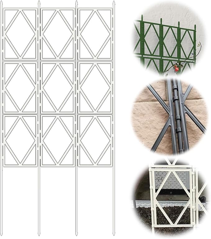 LTSRLL Foldable Garden Trellis Plant Supports - Weatherproof Coated Pot Trellis - Indoor Outdoor Decoration Fence for Climbing Vegetable Flower Fruits Vine Frame(Black60x150cm/23.6x59in)