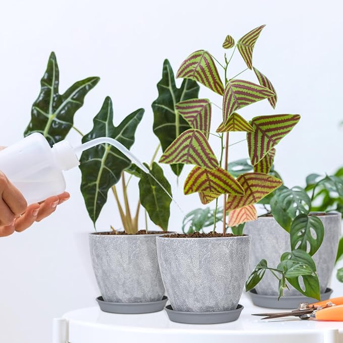 Set of 8 Plastic Planter 10/9/8/7.5/6.5/5.7/5/4inch Plastic Planter Flower Pot Indoor Decorative Large Plant Pot Plant Pots Indoor with Drainage and Saucer for All House Plants (Set of 8)
