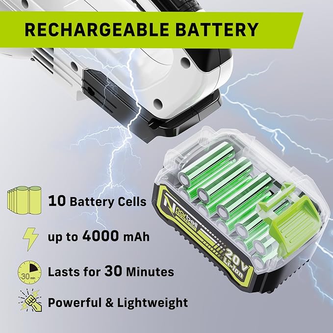 Battery 20V 4.0Ah Replacement Lithium-ion Battery Cordless Leaf Blower Lithium Ion Replacement for Makita 18V Compatible with Makita 18v Tools Long Life Work