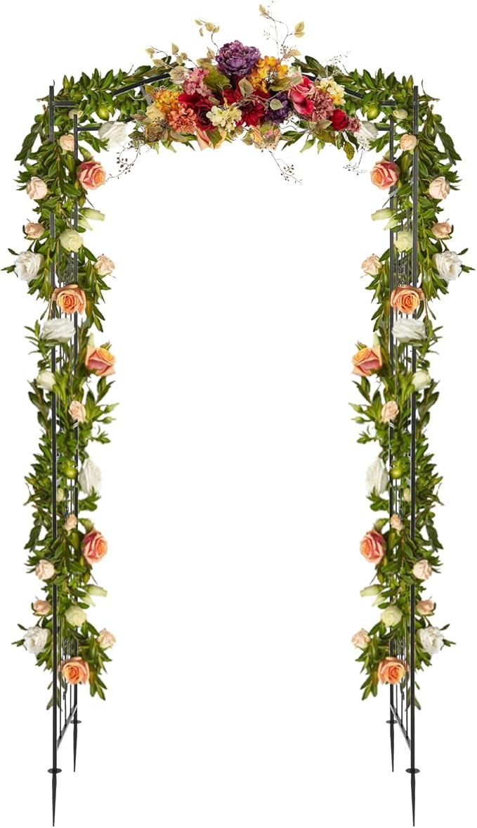 VINGLI Garden Arbor Arch for Wedding Ceremony Party Christmas Garden Decor Steel Garden Trellis for Plant Climbing Pergola for Garden Backyard Lawn (Bridge Top)