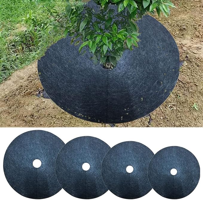 Weed Mat Covering Ring 12pcs Non-Woven Fabric Tree Protection for Vegetable Garden Control Anti Grass Cloth (Size : 15cm)