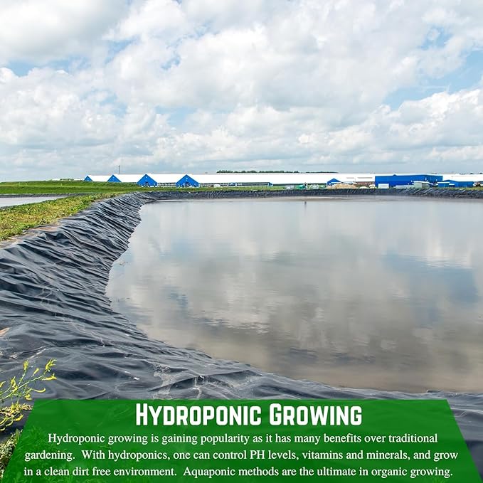 Farm Plastic Supply Hydroponics 6 mil Black Plastic Sheeting - Hydroponic Growing Kit Hydroponic Liner Hydroponics Hydroponic Growing Pond Liner Black Plastic Sheeting (16' x 25')