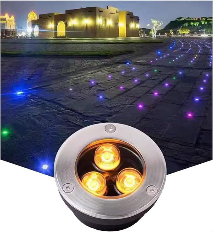 Ultra-Thin Landscape Lights - 3W Waterproof Recessed Floor Spotlight - Outdoor Garden Lamp (RGB A-220V Warm White)