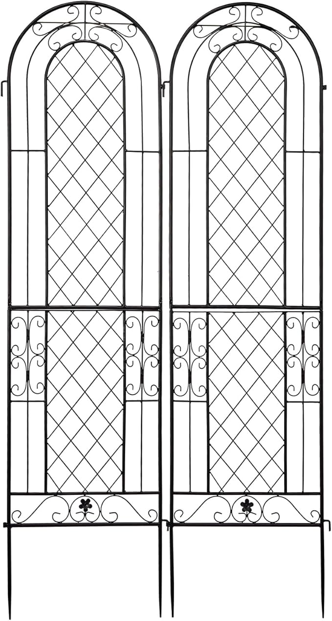 2 Pack Iron Arch Decoration Garden Trellis with Black Metal CoatingPerfect for Supporting Climbing Plants Outdoor Roses Vines Flowers and Vegetables