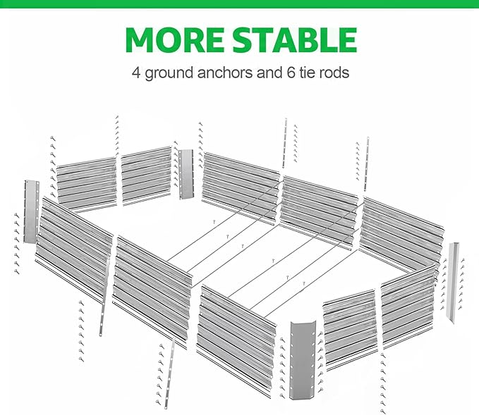 8x4x2FT Galvanized Raised Garden BedOutdoor Planter Box Patio Kit Planting Bed for Vegetables Flowers HerbSilver 1 Pack