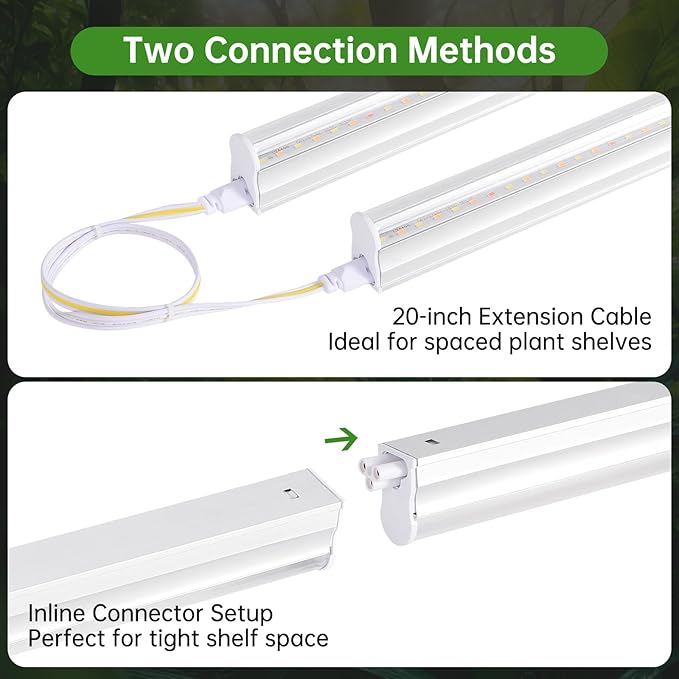 T5 Grow Lights 2FT 120W (8×15W 1000W Equivalent) Full Spectrum Grow Lights for Indoor Plants 4000K Plug and Play Easy to Install for Greenhouse &amp Plant Shelves (8 Pack)
