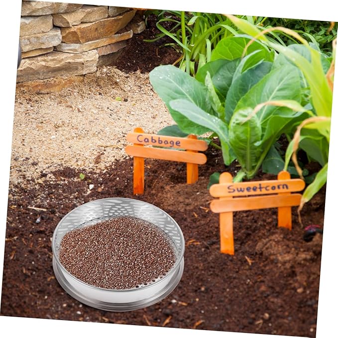 Healifty Stainless Steel Soil Sifter Round Mesh Garden Sieve for Soil Grading and Filtering Practical Kitchen and Outdoor with Fine Texture and Stackable Design