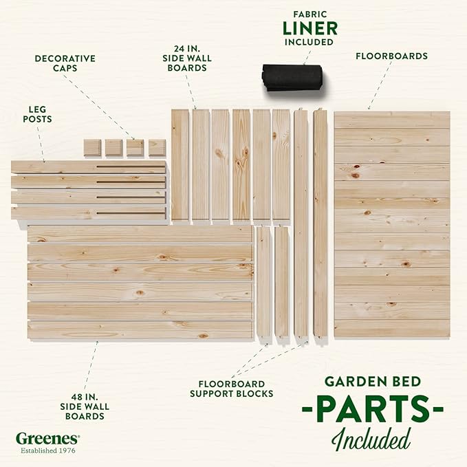 Greenes Fence Original Pine Elevated Garden Bed 24 x 48 x 31 - Made in USA with American Pine