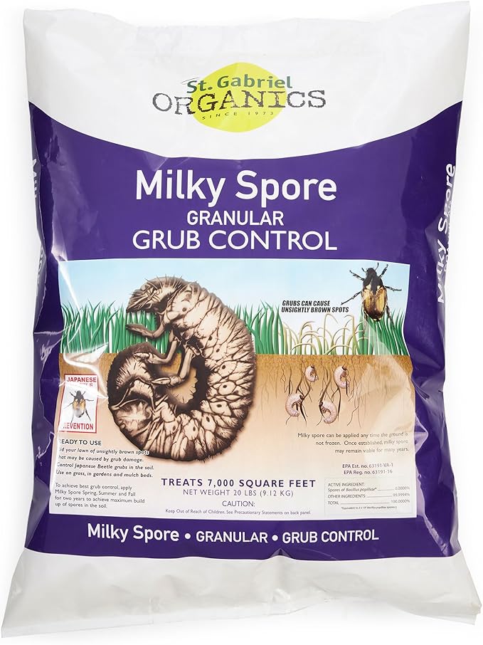 ST. Gabriel Organics - Milky Spore Granular Natural Bacteria Japanese Beetle Grub Killer Lawn and Garden Care Control 20 Pound Pack