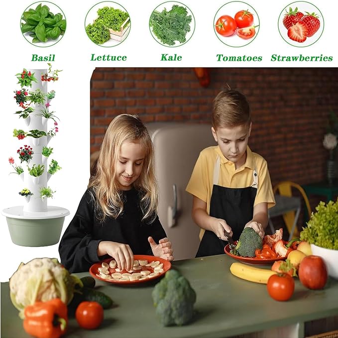 Hydroponic Growing System Kit Plant Indoor Garden Tower with Pump System Vertical Hydroponic System for Vegetables Herbs and Fruits7 Layer