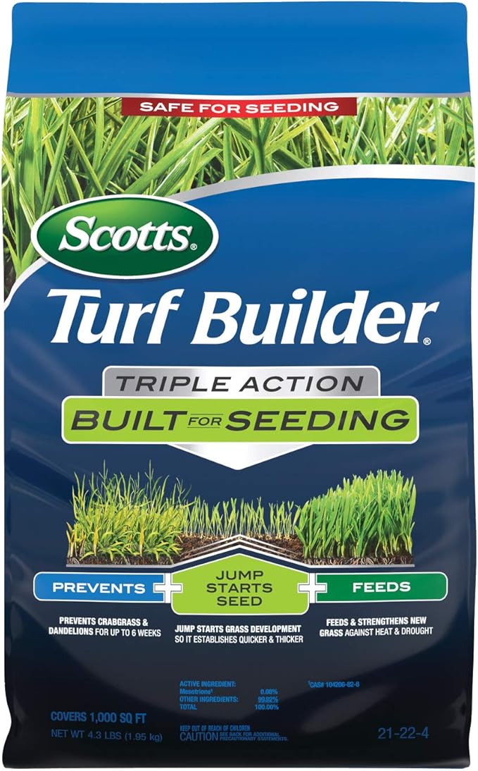 Scotts Turf Builder Triple Action Built For Seeding - Weed Preventer and Fertilizer for New Lawns 1000 sq. ft. 4.3 lbs.