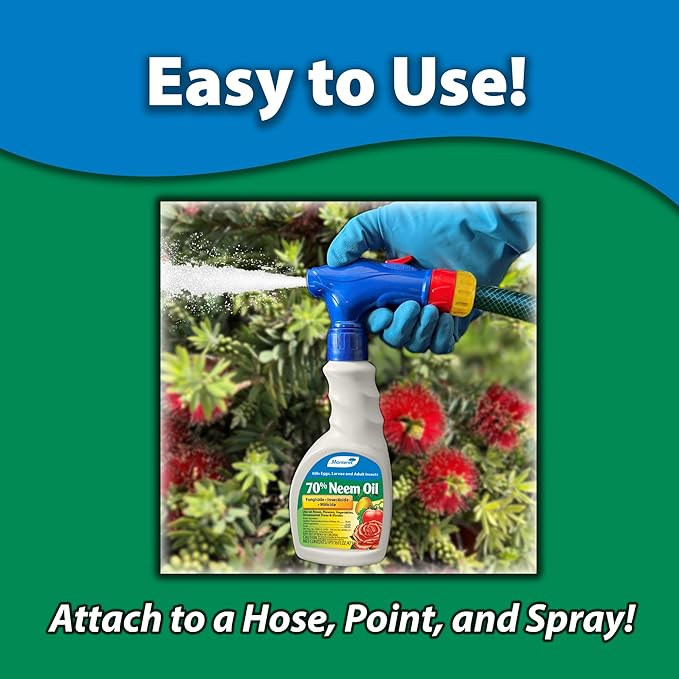 Monterey 70% Neem Oil Fungicide/Insecticide/Miticide Bundled with Measuring Spoon – Controls Powdery Mildew Black Spot Rust Spider Mites Aphids and More – 16oz RTS