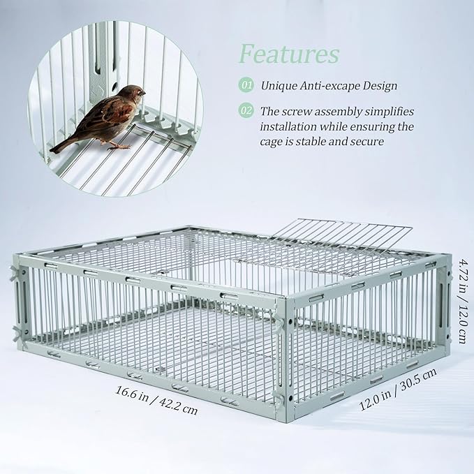 Bird Trap Cage with Escape-Proof Bird Traps for Small Birds Live Sparrow Trap Portable Easy Assembly and Unharmful.Made of lron with Anti-Rust Paint A3