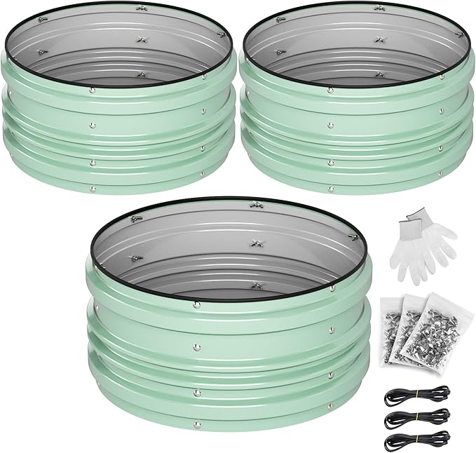 WORKPRO 3Pcs 2x2x1ft Galvanized Raised Garden Bed Set Rust &amp Corrosion Protection Easy Assembly Safe Edge Ideal for Vegetables &amp Flowers Green
