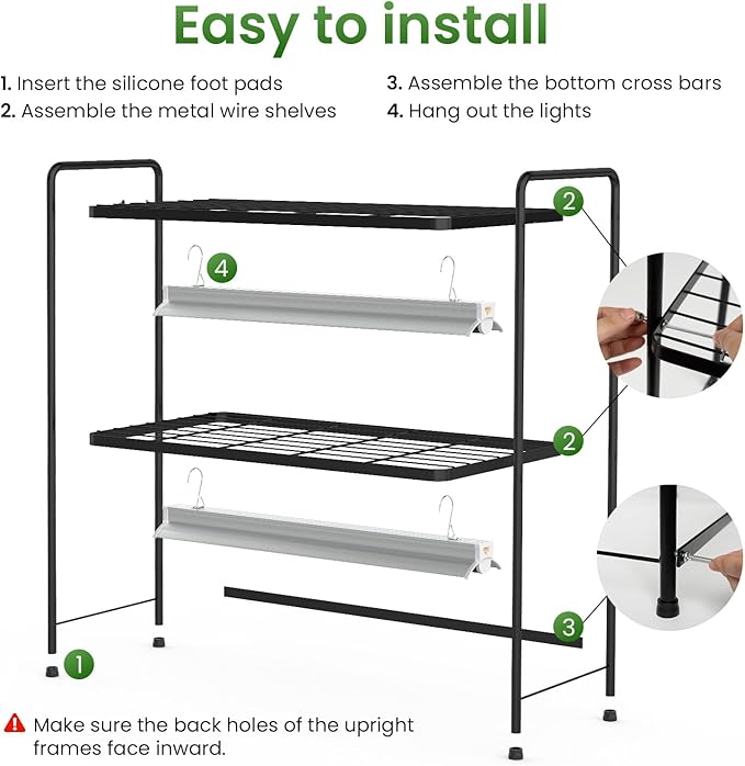 SOLIGT Tabletop 2-Tier Plant Stand Shelf with Grow Lights 36W Full Spectrum 5000K Timer &amp Dimmable Lights Indoor Herb Garden Seed Starting Plant Rack Organizer for Desk &amp Kitchen Counter