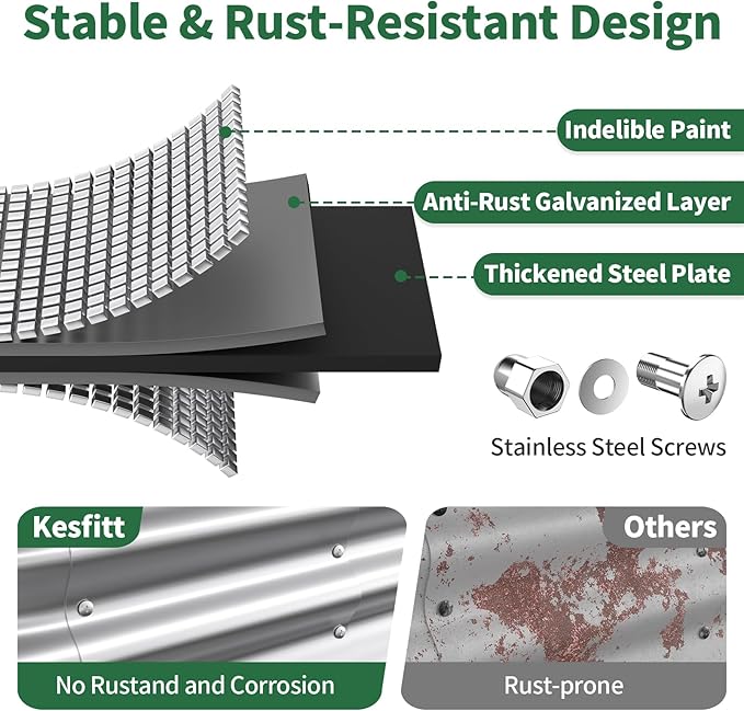 Kesfitt Raised Garden Bed 6x3x1 FT Galvanized Steel Metal Raised Garden Bed Oval Open-Bottom Design 12-Inch Deep for Outdoor Vegetable &amp Herb Gardening Silver