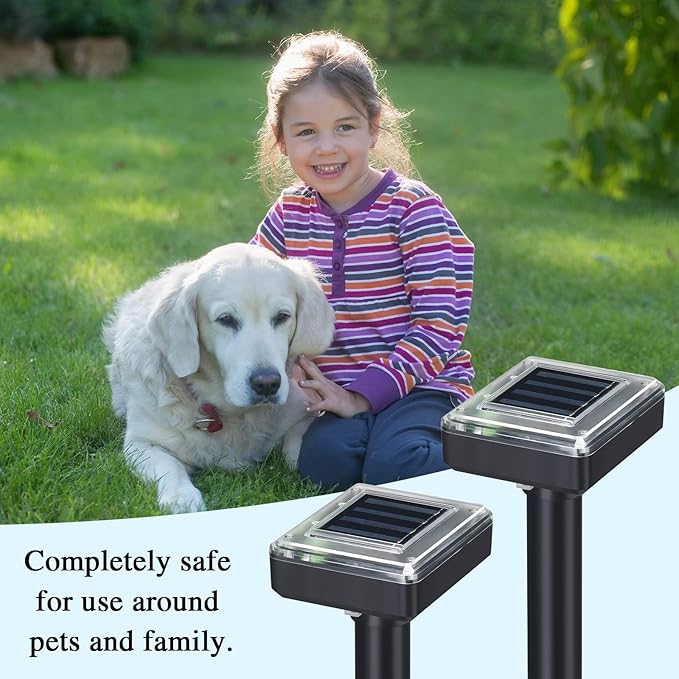 Solar Mole Repellent Ultrasonic Powered Outdoor Sound Wave Deterrent for Lawn Garden Snakes Moles Gophers Groundhogs Voles and Other Burrowing Mice(6 PiecesLarge)