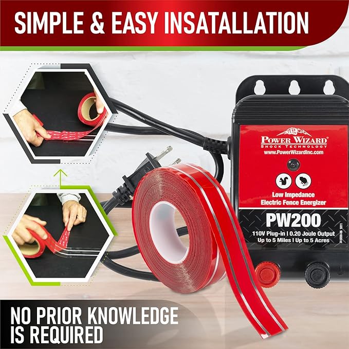 kit for Pigeon &amp Bird Control - Bird Trainer Solution for Keeping Birds Away from Rooftops Patios Windowsills Fences - Durable Shock Tape &amp Electronic Charger Kit- Spikes Alternative.