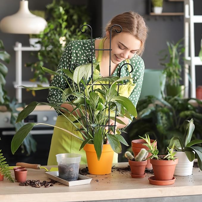 Coomin 23in Taller Plant Trellis for Climbing Plants Indoor Sturdy Houseplant Trellis for Potted Plants with Ties Vine Plant Support for Monstera Pothos Ivy Plant Decor 4P